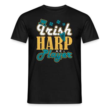 Irish Harp Player Harfe - Men's T-Shirt - black - Front - AI Model Male 178 light (178cm)