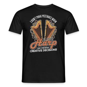I don’t make Mistakes when playing Harfe - Männer T-Shirt - Schwarz - Vorne - AI Model Male 178 light (178cm)