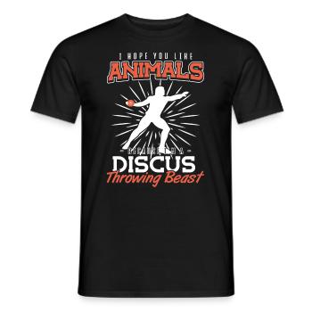 You like Animals Im discus throwing beast Diskus - Men's T-Shirt - black - Front - AI Model Male 178 light (178cm)