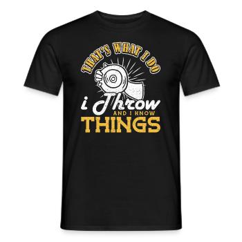 Discus I do I throw and I know things Discus thrower - Men's T-Shirt - black - Front - AI Model Male 178 light (178cm)