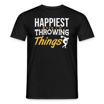 Diskus Happiest Throwing Things Discus Thrower - Men's T-Shirt - black - Front - AI Model Male 178 light (178cm)