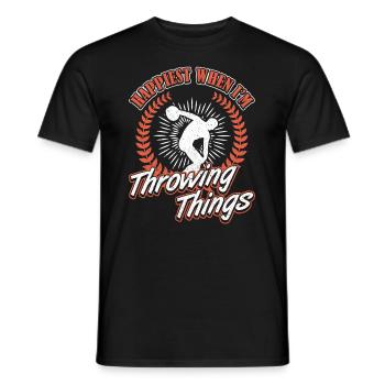 Diskus Happiest Throwing Things Discus Thrower - Men's T-Shirt - black - Front - AI Model Male 178 light (178cm)
