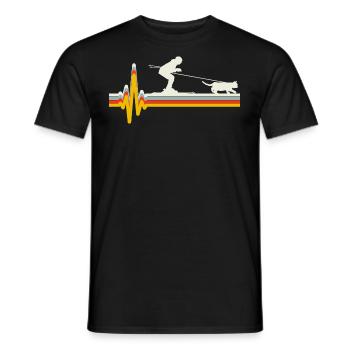 Cat Skijöring Skifahren Wintersport Herzschlag Puls - Männer T-Shirt - Schwarz - Vorne - AI Model Male 178 light (178cm)