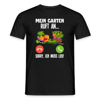 Mein Garten Ruft Lustiges Gärtner Garten Geschenk - Männer T-Shirt - Schwarz - Vorne - AI Model Male 178 light (178cm)
