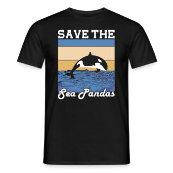 Save the Sea Panda's Marine Biologist - Men's T-Shirt - black - Front - AI Model Male 178 light (178cm)