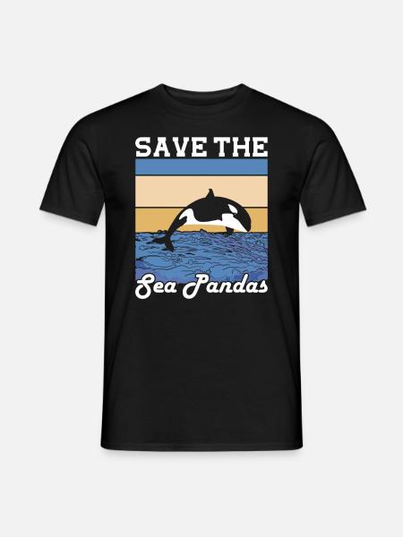 Save the Sea Pandas Meeresbiologe - Männer T-Shirt - Schwarz