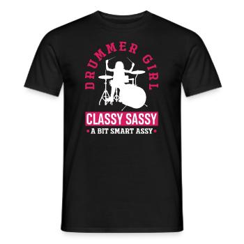 Mädchen Schlagzeug Schlagzeugerin Geschenk - Männer T-Shirt - Schwarz - Vorne - AI Model Male 178 light (178cm)