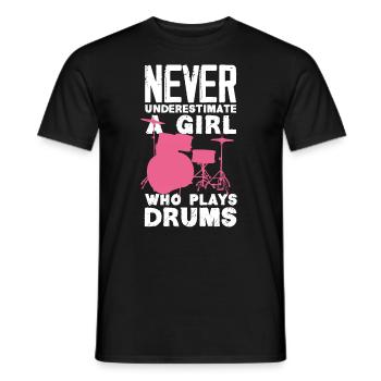 Schlagzeug Mädchen Schlagzeugerin Geschenk - Männer T-Shirt - Schwarz - Vorne - AI Model Male 178 light (178cm)