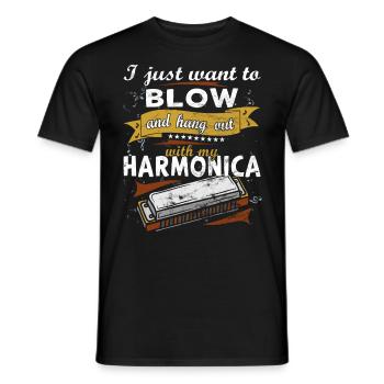 Drôle d’instrument d’harmonica vintage - T-shirt homme - noir - Devant - AI Model Male 178 light (178cm)