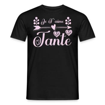 Je t'aime tante, Cadeau tante, cadeau tata. - T-shirt homme - noir - Devant - AI Model Male 178 light (178cm)