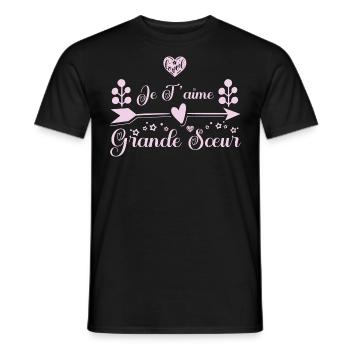 Je t'aime grande sœur. cadeau grande sœur. soeur. - T-shirt homme - noir - Devant - AI Model Male 178 light (178cm)