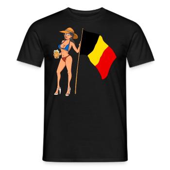 Hot Fan Girl Belgium - Men's T-Shirt - black - Front - AI Model Male 178 light (178cm)