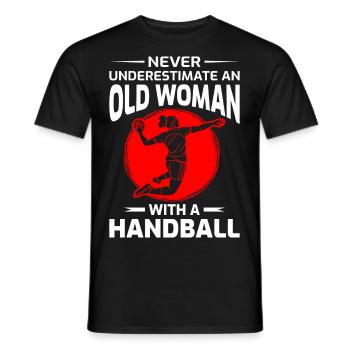 Old Woman Handball Player Handballer Mom Grandma - Men's T-Shirt - black - Front - AI Model Male 178 light (178cm)