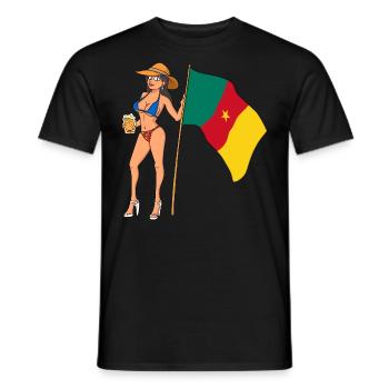 Hot Fan Girl Cameroon - Men's T-Shirt - black - Front - AI Model Male 178 light (178cm)