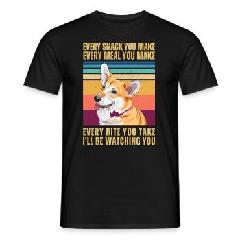 CORGI BEOBACHTEN - Männer T-Shirt - Schwarz - Vorne - AI Model Male 178 light (178cm)