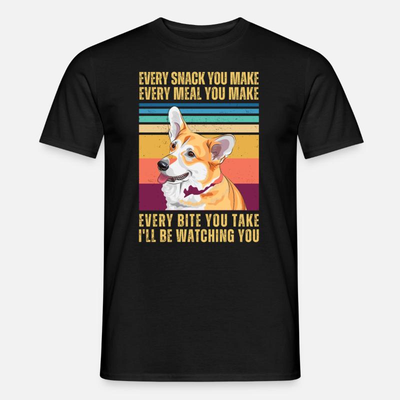 CORGI BEOBACHTEN - Männer T-Shirt - Schwarz