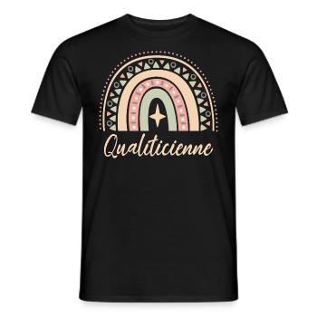 Cadeau Qualiticienne. Boho Rainbow qualiticienne. - T-shirt homme - noir - Devant - AI Model Male 178 light (178cm)