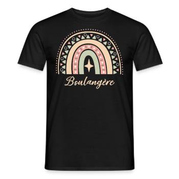 Cadeau Boulangère. Boho Rainbow boulangère. - T-shirt homme - noir - Devant - AI Model Male 178 light (178cm)