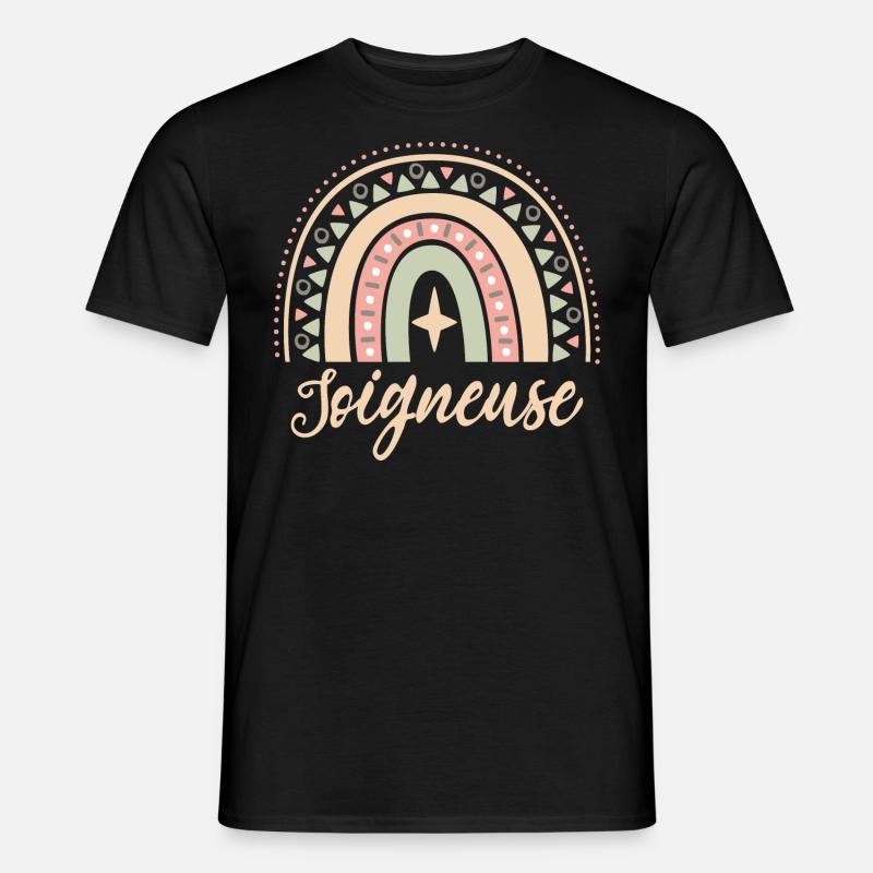Cadeau Soigneuse. Boho Rainbow soigneuse. - T-shirt homme - noir