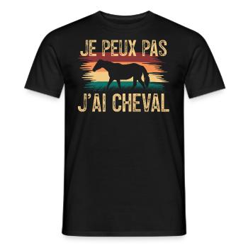 Je peux pas J'ai cheval. Cadeau chevalier. - T-shirt homme - noir - Devant - AI Model Male 178 light (178cm)