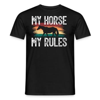 My Horse, My rules. Knight gift . horsewoman. - Men's T-Shirt - black - Front - AI Model Male 178 light (178cm)