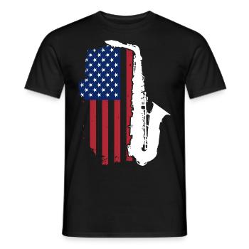 Saxophon USA Patriot - Männer T-Shirt - Schwarz - Vorne - AI Model Male 178 light (178cm)