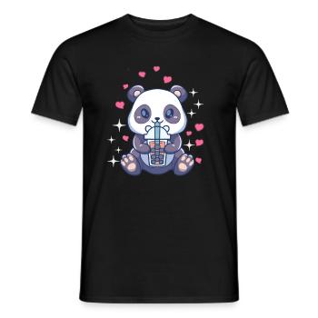 Kawaii Panda Baby Bär Boba Tee Blase Tee Mädchen - Männer T-Shirt - Schwarz - Vorne - AI Model Male 178 light (178cm)
