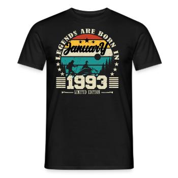 January 1993. Birthday gift January 1993. - Men's T-Shirt - black - Front - AI Model Male 178 light (178cm)