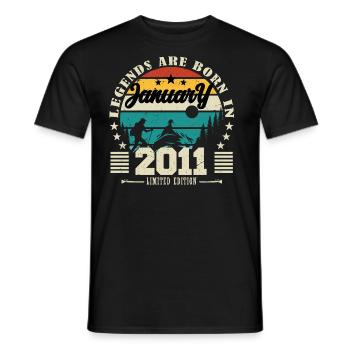 January 2011. Birthday gift January 2011. - Men's T-Shirt - black - Front - AI Model Male 178 light (178cm)