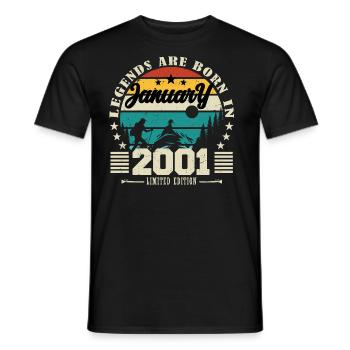January 2001. Birthday gift January 2001. - Men's T-Shirt - black - Front - AI Model Male 178 light (178cm)