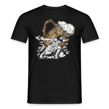 Joyeux Jésus porte de la bière - T-shirt homme - noir - Devant - AI Model Male 178 light (178cm)