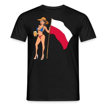 Hot Fan Girl Poland - Men's T-Shirt - black - Front - AI Model Male 178 light (178cm)