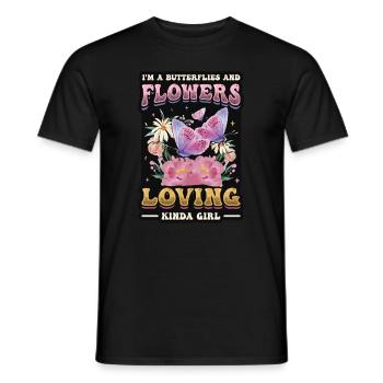 J’aime les papillons et les fleurs - T-shirt homme - noir - Devant - AI Model Male 178 light (178cm)