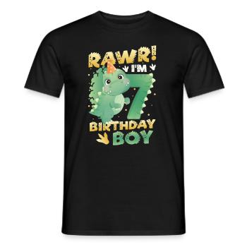 7th Birthday Boy Happy Birthday Dinosaurier - Männer T-Shirt - Schwarz - Vorne - AI Model Male 178 light (178cm)