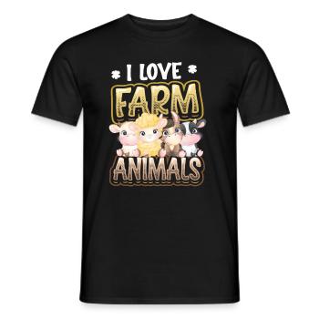 J’aime les animaux de la ferme, la ferme des enfants - T-shirt homme - noir - Devant - AI Model Male 178 light (178cm)