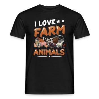 J’aime les animaux de la ferme, la ferme des enfants - T-shirt homme - noir - Devant - AI Model Male 178 light (178cm)