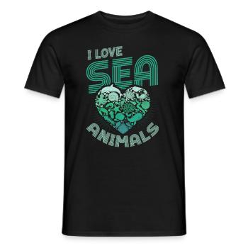 I love sea creatures, heart shape - Men's T-Shirt - black - Front - AI Model Male 178 light (178cm)