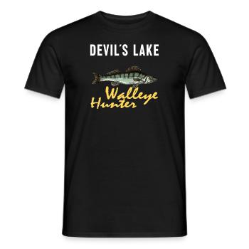 Pêche au lac Devil - Chasseur de doré jaune - T-shirt homme - noir - Devant - AI Model Male 178 light (178cm)