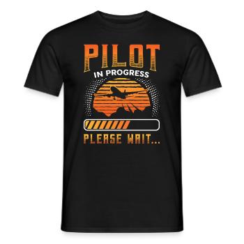 Pilot in progress, please wait, aircraft training - Men's T-Shirt - black - Front - AI Model Male 178 light (178cm)