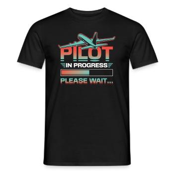 Pilot in progress, please wait, aircraft training - Men's T-Shirt - black - Front - AI Model Male 178 light (178cm)