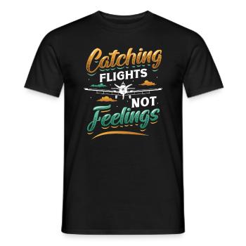 Flying instead of feeling, travel-addicted flyer - Men's T-Shirt - black - Front - AI Model Male 178 light (178cm)