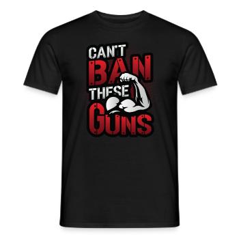 Can't Ban These Guns, Bizeps, Muscle, Bodybuilding - Männer T-Shirt - Schwarz - Vorne - AI Model Male 178 light (178cm)