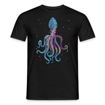 Outer Space Octopus Psychedelic Kraken Cosmic - Men's T-Shirt - black - Front - AI Model Male 178 light (178cm)