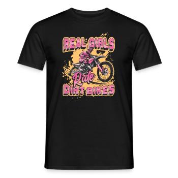 Les vraies filles conduisent des motos hors route, motocross féminin - T-shirt homme - noir - Devant - AI Model Male 178 light (178cm)
