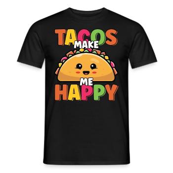 Tacos machen mich glücklich süß lustig Taco Liebhaber Cinco - Männer T-Shirt - Schwarz - Vorne - AI Model Male 178 light (178cm)