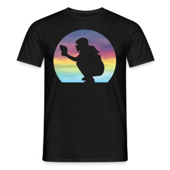 Damen Softball Catcher Silhouette Mädchen - Männer T-Shirt - Schwarz - Vorne - AI Model Male 178 light (178cm)