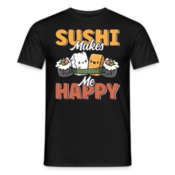 Sushi Makes Me Happy Cute Funny Kawaii Japanese - Men's T-Shirt - black - Front - AI Model Male 178 light (178cm)