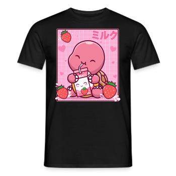 Kawaii Turtle Lover Strawberry Milk Shake Otaku - T-shirt homme - noir - Devant - AI Model Male 178 light (178cm)