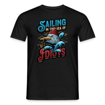 Segeln In Diesem Meer Von Idioten Antisoziale - Männer T-Shirt - Schwarz - Vorne - AI Model Male 178 light (178cm)