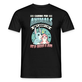 Caring for animals - animal shelter, animal lovers - Men's T-Shirt - black - Front - AI Model Male 178 light (178cm)
